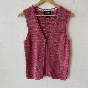 Woolrich | Cotton Blend Pink Zip Vest | Coquette Layering Knit | Size Medium